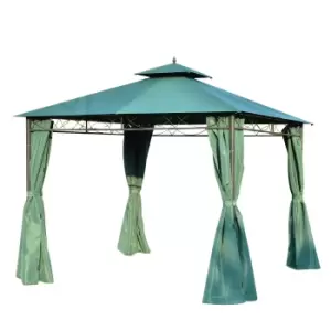 Image of Outsunny 3(m) x 3(m) Metal Garden Gazebo Marquee Party Tent Patio Canopy Pavilion + Sidewalls - Green