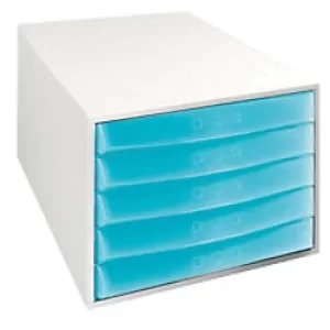 Image of Exacompta Desktop Drawers Fantasy Works 222083D PS, PP Light Grey, Blue 38.7 x 28.4 x 21.8 cm