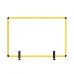 Image of Bi-Office Maya Protector Desktop Board with Clamps Yellow Frame Acrylic 900 x 600 mm