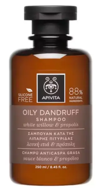 Image of Apivita Oily Dandruff White Willow & Propolis shampoo 250ml