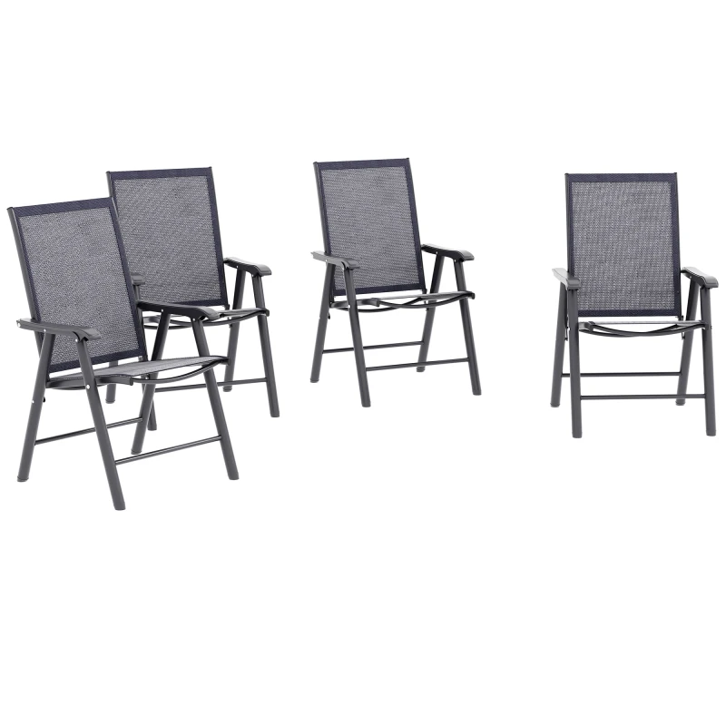 Image of Outsunny 4-PCS Garden Armchairs Outdoor Patio Folding Furniture Grey 84B-381V01CG
