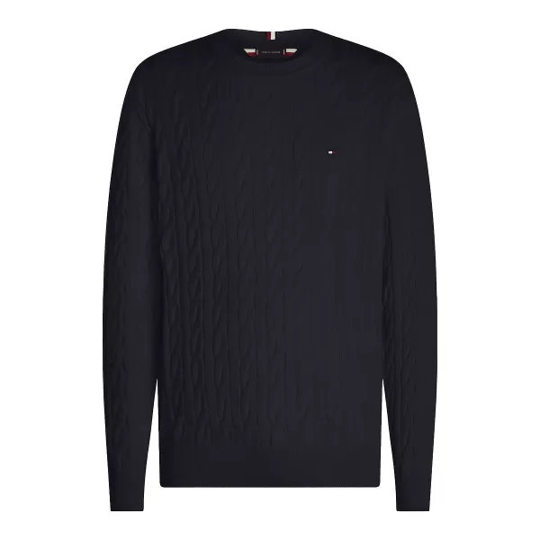 Image of Embroidered Logo Jumper in Cotton and Structured Knit with Crew Neck