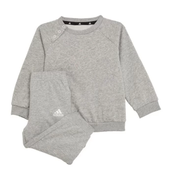 Image of adidas Essentials Logo Sweatshirt and Pants (Gende - Medium Grey Heather / Clear Pi
