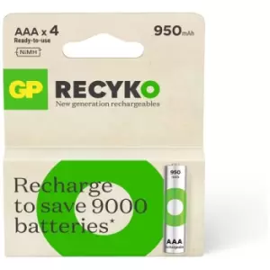 Image of GP GPRHC103E042 GP Recyko NiMH 950mAh AAA 4's ECV paper box