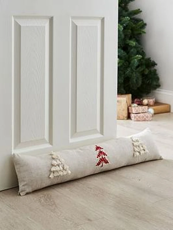 Image of Catherine Lansfield Tufted Christmas Tree 90cm x 20cm Draught Excluder Natural