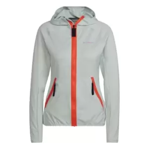 Image of adidas Terrex Tech Flooce Light Hooded Hiking Jacket Wome - Linen Green / Semi Impact Oran