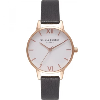 Image of White Dial Rose Gold & Black Watch