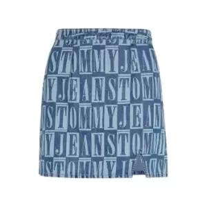 Image of Tommy Jeans Tj Denim Spellout Mini Skirt - Blue