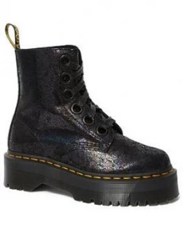 Image of Dr Martens Molly 6 Eye Ankle Boots - Black, Size 8, Women