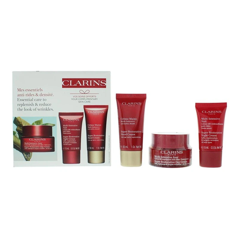 Image of Clarins Super Restorative All Skin Types Gift Set 50ml Day Cream + 15ml Night Cream + 30ml Hand Cream