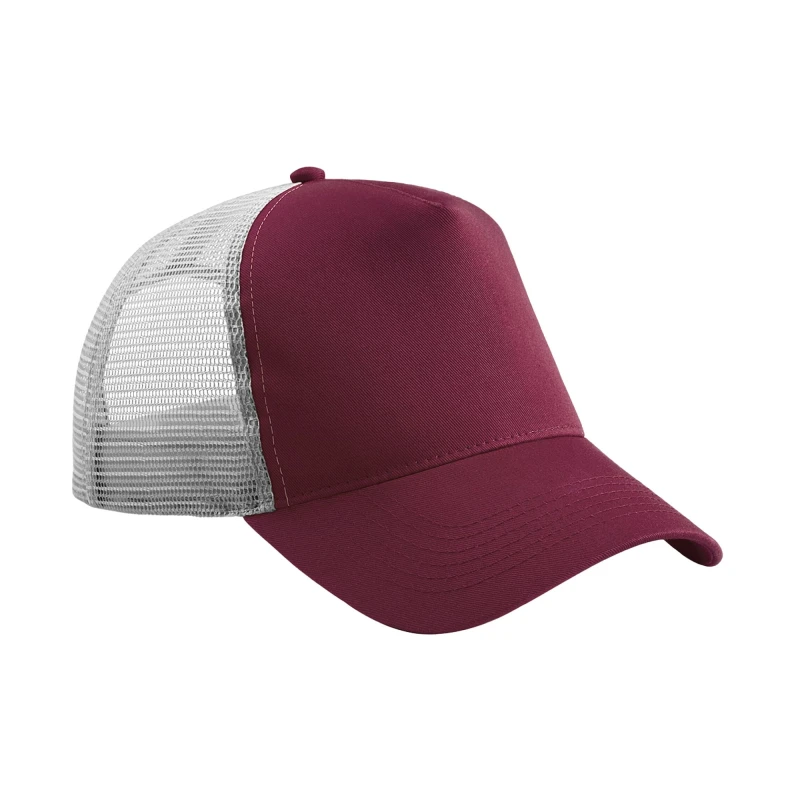 Image of Beechfield Beechfield Men Snapback Trucker Cap in Burgundy Burgundy One Size Male 5063377408072