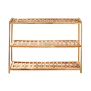 Image of Premier Housewares 3-Tier Walnut Slatted Wooden Shoe Rack