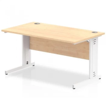 Image of Trexus Rectangular Desk White Cable Managed Leg 1400x800mm Maple Ref