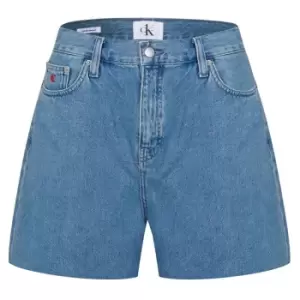 Image of Calvin Klein Jeans Raw Edge Hr Relaxed Denim Short - Blue