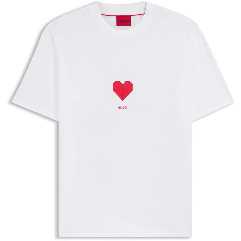 Image of Hugo Mens Dalentin Red T-Shirt White 100 male M