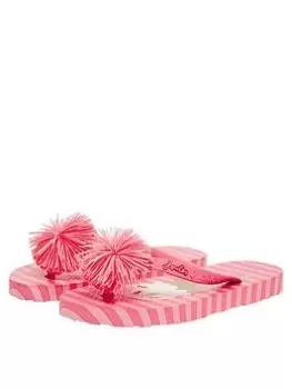 Image of Joules Girls Ice Cream Pom-Pom Flip Flops - Pink, Size 10 Younger