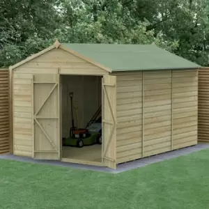 Image of 12' x 8' Forest Beckwood 25yr Guarantee Shiplap Windowless Double Door Apex Wooden Shed - Natural Timber