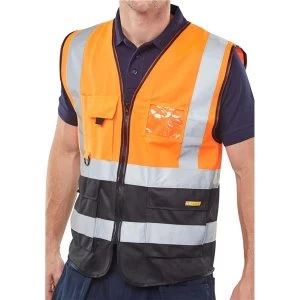 Image of BSeen High Vis Two Tone Executive Waistcoat Medium OrangeBlack Ref