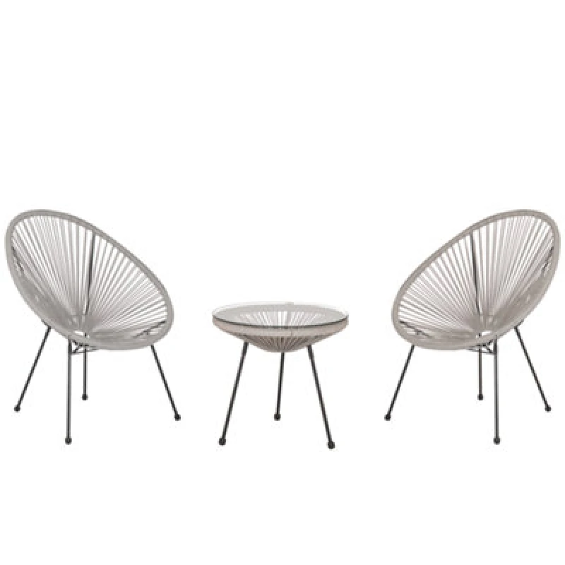 Image of Beliani Bistro Set Acapulco Ii Pe Rattan Light Grey