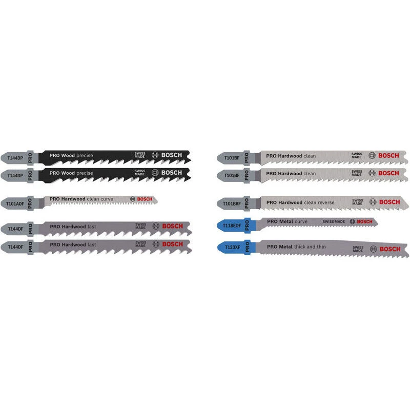 Image of Bosch PRO 10 Piece Wood and Metal Cutting Jigsaw Blade Set 2607011944