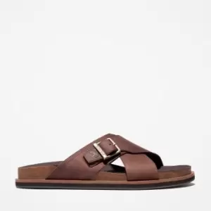 Image of Timberland Amalfi Vibes Cross Slide Sandal For Men In Brown, Size 6.5