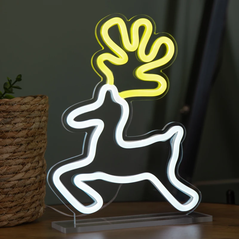 Image of 25cm Light up Christmas Reindeer Table Top Neon Sign