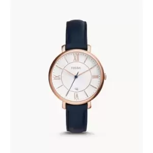 Image of Fossil Womens Jacqueline Navy Leather Watch - Blue