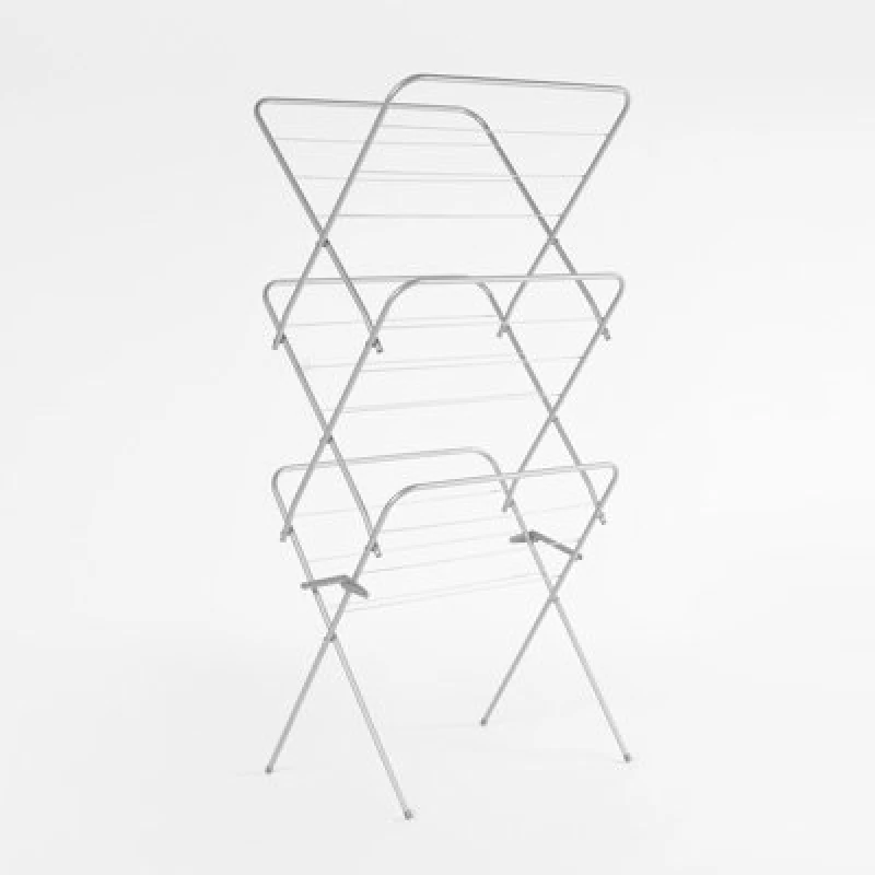 Image of OHS OHS 3 Tier Clothes Dryer Airer Foldable Clothing Rack Washing Line Drying Horse 15m in Silver Silver One Size Unisex 5027434185597