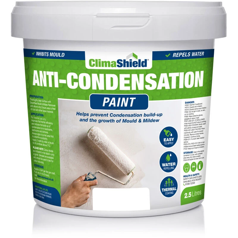 Image of Smartseal Anti-condensation Paint - Brilliant White (2.5L) Reduce Condensation On Walls And Ceilings, White 5.061E+12