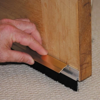 Image of Stormguard Consealed Fixings Brush Door Bottom Strip Draught Excluder - Gold Effect - 838mm