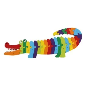 Image of Legler - Small Foot ABC Crocodile Wooden Plug Puzzle Kid's Toy (Multi-colour)