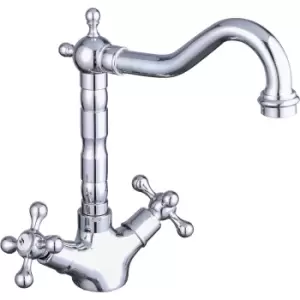 Image of Essence Edwin Chrome Twin Lever Traditional Kitchen Mixer Tap
