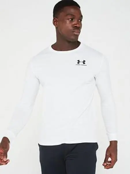 Image of Under Armour Logo Chest Long Sleeve T-Shirt White XXL