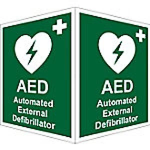 Image of First Aid Sign AED Plastic 20 x 15 cm