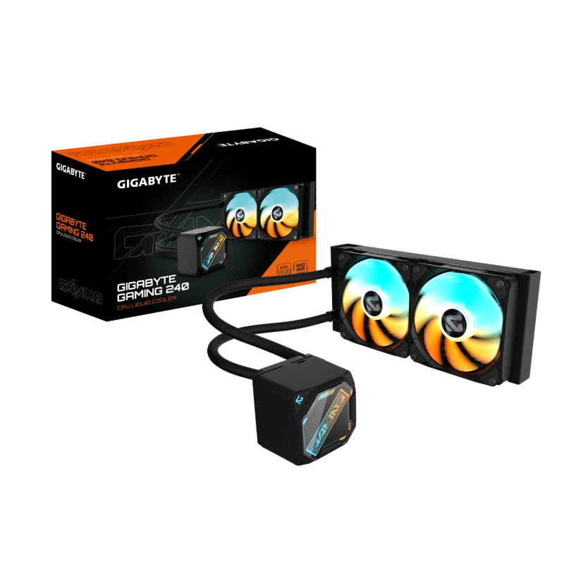 Image of Gigabyte GAMING 240 All-in-One Liquid CPU Cooler with 240mm Radiator, Dual ARGB PWM Fans & High-Performance Pump - Black - GP- Gigabyte GME 240