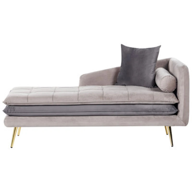 Image of Beliani Right-Hand Chaise Lounge Gonesse Velvet Taupe