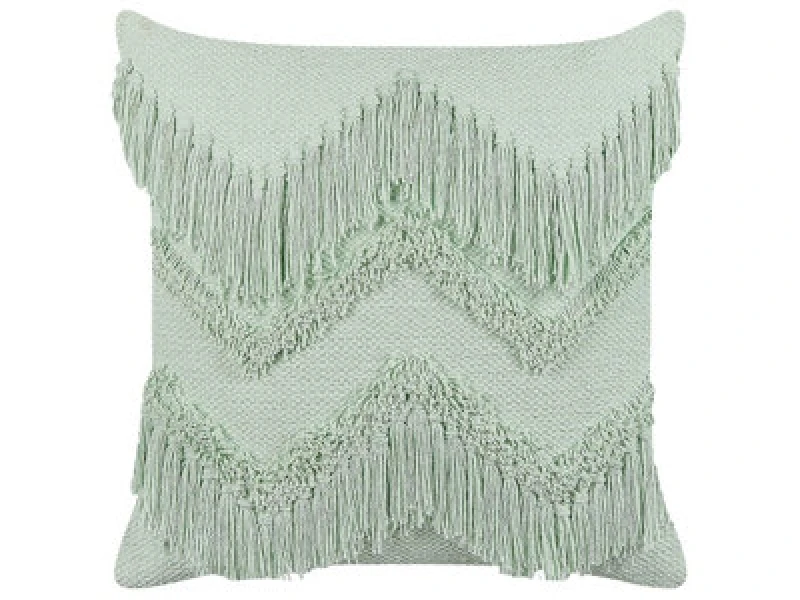 Image of Beliani Throw Cushion Bacopa Cotton 45 X 45cm Green Chevron Pattern