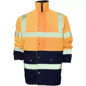 Image of Yoko Unisex Hi-Vis 2 Band Two Tone Jacket (2XL) (Hi Vis Orange/Navy) - Hi Vis Orange/Navy