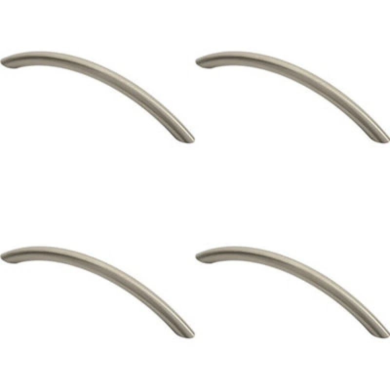 Image of Loops 4x Curved Bow Cabinet Pull Handle 153 x 10mm 128mm Fixing Centres Satin Nickel Metallics unisex