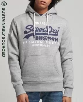 Image of Superdry Mens Organic Cotton Vintage Logo Hoodie Grey / Grey Marl - Size: Xxxl