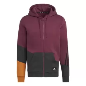 Image of adidas FIeece Colorblock Full-Zip Jacket - Red