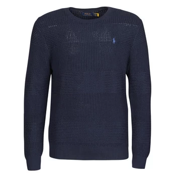 Image of Polo Ralph Lauren PULL COL ROND EN COTON TEXTURE LOGO PONY PLAYER mens Sweater in Blue - Sizes EU XXL,EU S,EU M,EU L,EU XL,EU XS