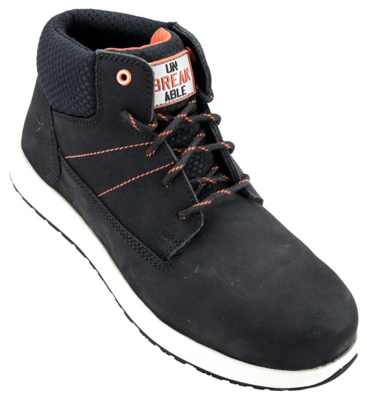 Image of Unbreakable Mens Vulcan Nubuck Leather Composite Toe Cap Slip Resistant Safety Boots in Black Size: 11 Black Male 11