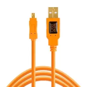Image of TetherTools TetherPro USB 2.0 A to Mini-B 8 pin 15ft Orange