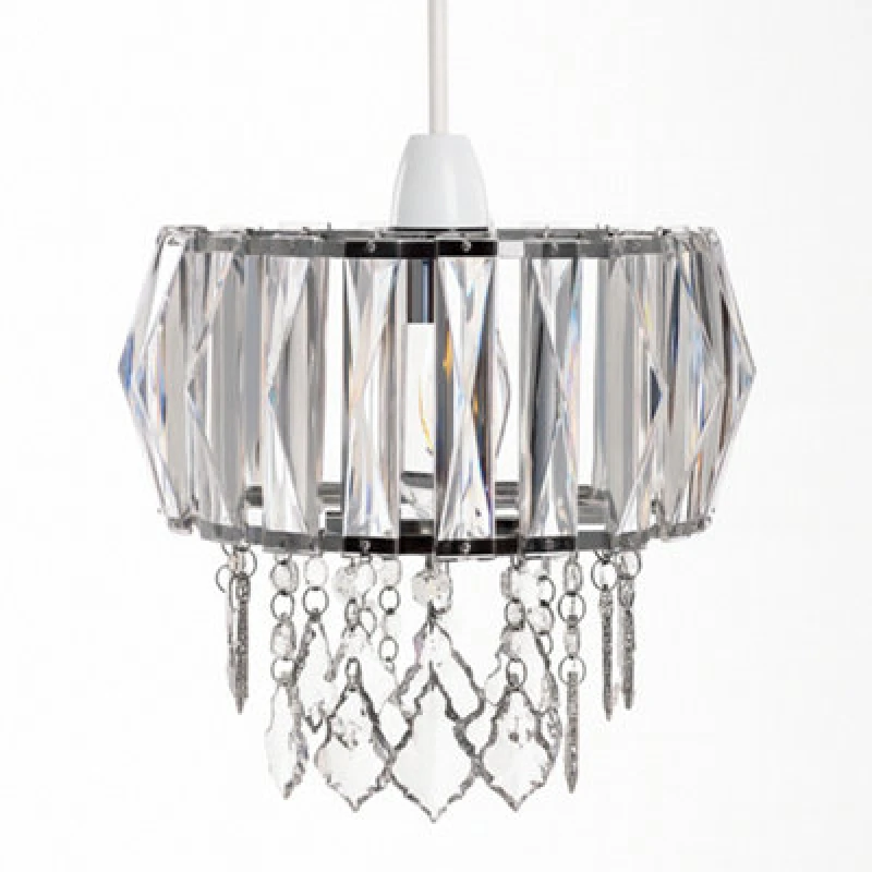Image of Innoteck Sparkly Ceiling Chandelier Drum Shade With Prismatic Acrylic Crystal Strips And Droplets