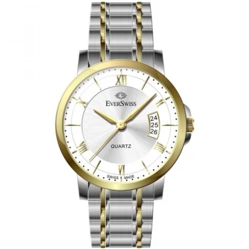 Image of EverSwiss White and Two-Tone Gold Mens Watch - 4138-gts