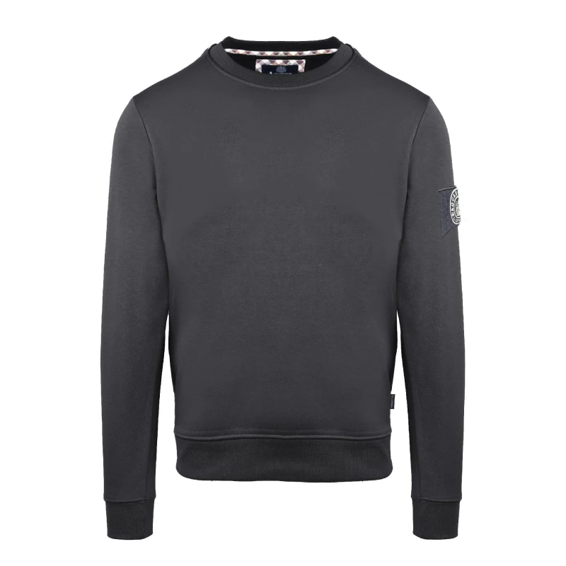 Image of Aquascutum Mens Roundnk Sweat Crew Sweatshirt Crew Sweaters Small Black 52345403350
