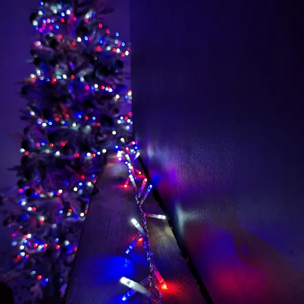 Image of 25m 1000 LEDs Indoor Outdoor Christmas Lights in Red, White & Blue with Timer