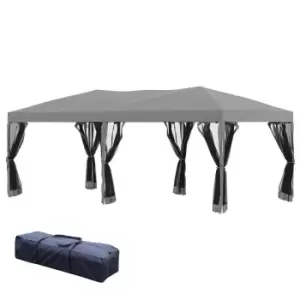 Image of Outsunny 3 X 6 M Patio Gazebo Wedding Pop-up Party Tent Canopy Sun Shade - Grey