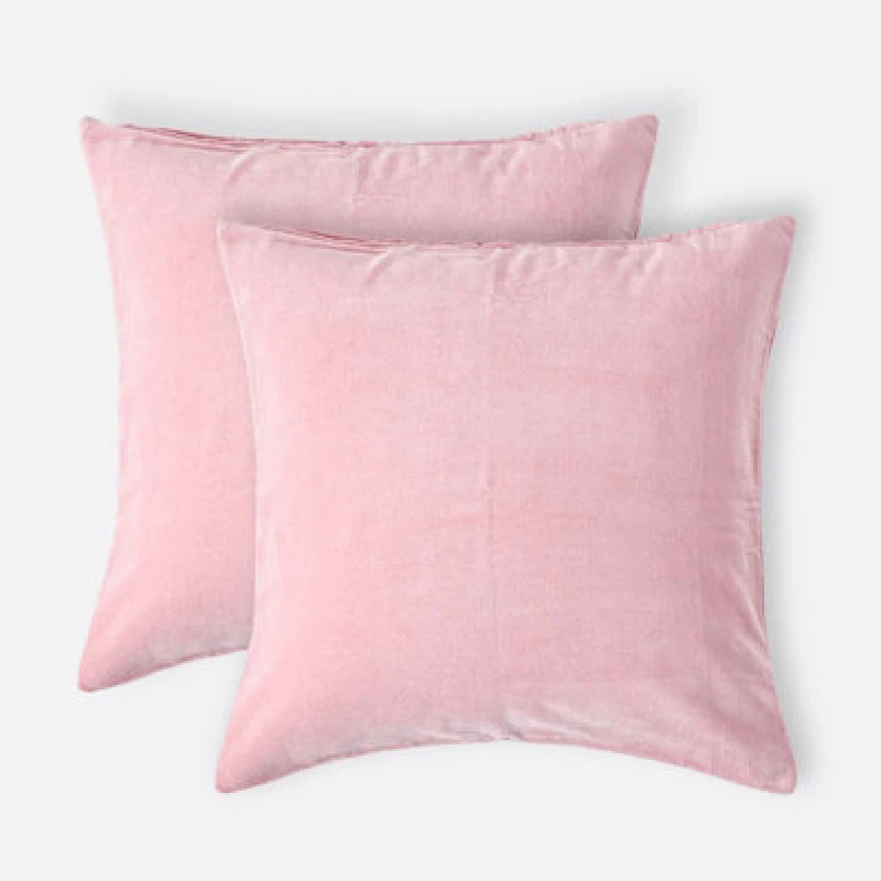 Image of Homescapes Set of 2 Velvet Cushion Covers Pink